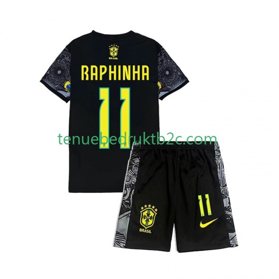 Thuisshirt Brazilië RAPHINHA 11 Cheist the Redeemer Football Shirts Voetbalteneu Kinderen 2024 S-S