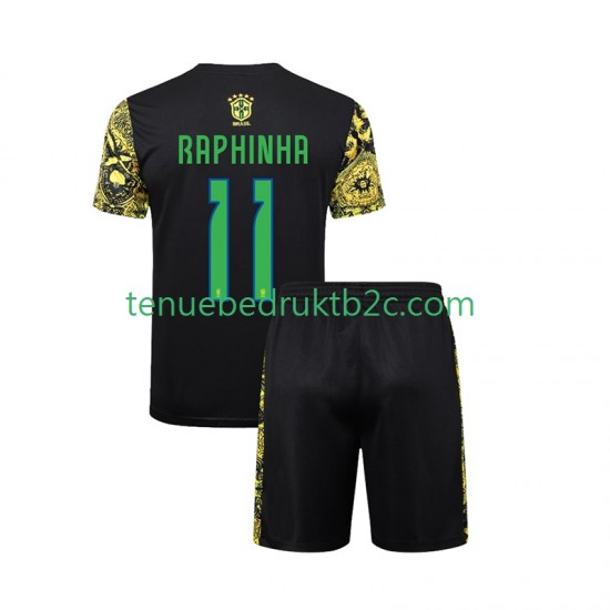 Thuisshirt Brazilië RAPHINHA 11 Jesus Voetbalteneu Kinderen 2024 S-S