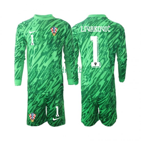 Uitshirt Kroatië Keeper DOMINIK LIVAKOVIC 1 Voetbalteneu Kinderen 2024 L-S