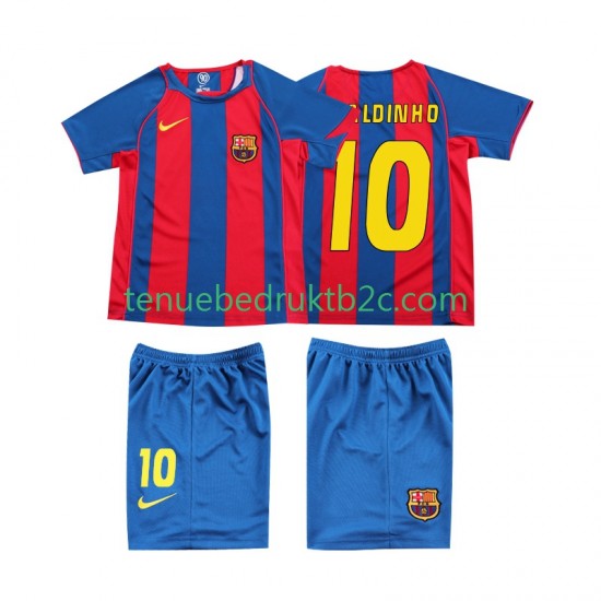 Thuisshirt Retro FC Barcelona RONALDINHO 10 Voetbalteneu Kinderen 2004 S-S
