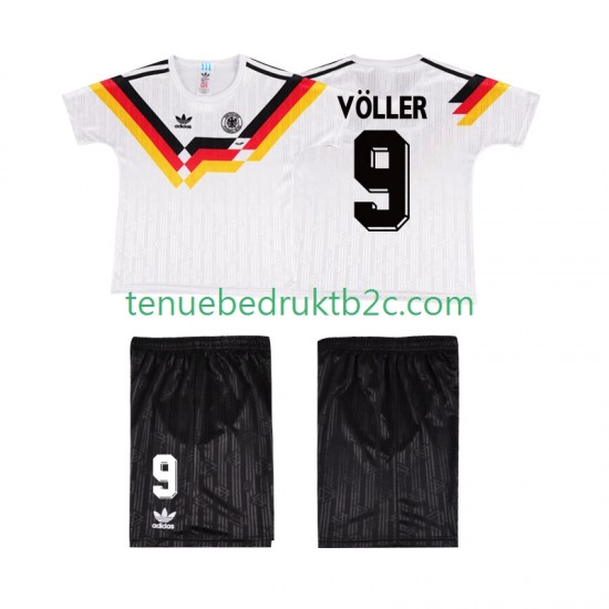 Thuisshirt Retro Duitsland VOLLER 9 1990 Voetbalteneu Kinderen S-S