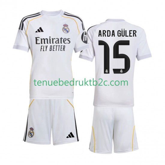 Thuisshirt Real Madrid Arda Guler 15 Voetbalteneu Kinderen 2025-26 S-S