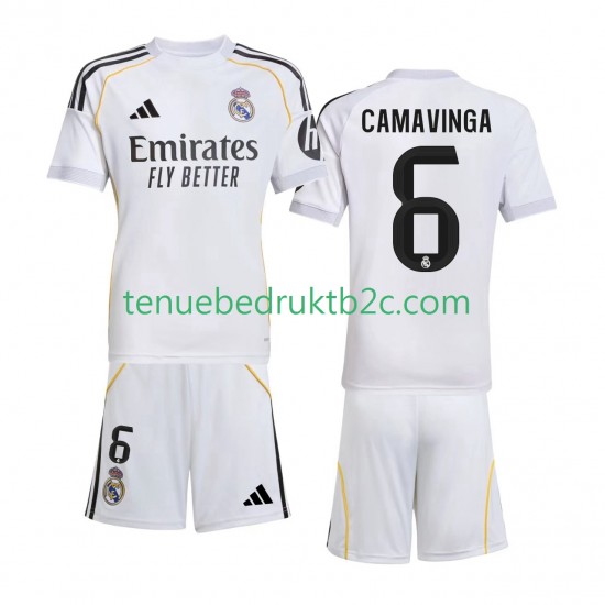 Thuisshirt Real Madrid Camavinga 6 Voetbalteneu Kinderen 2025-26 S-S