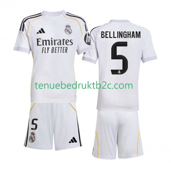 Thuisshirt Real Madrid Jude Bellingham 5 Voetbalteneu Kinderen 2025-26 S-S