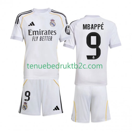Thuisshirt Real Madrid Kylian Mbappe 9 Voetbalteneu Kinderen 2025-26 S-S