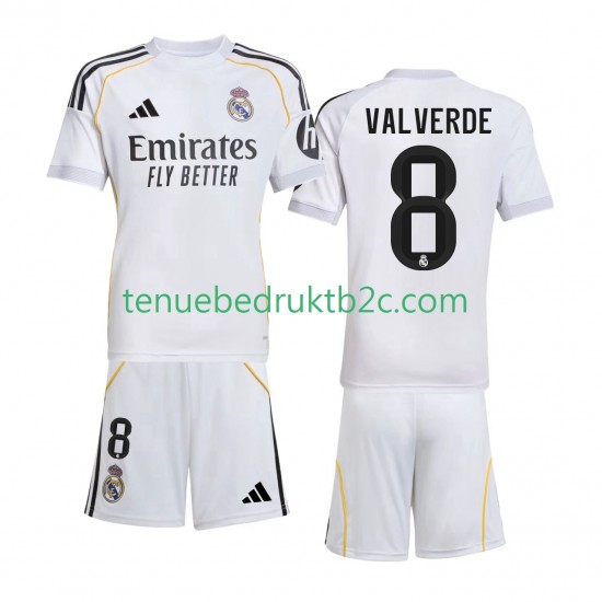 Thuisshirt Real Madrid Valverde 8 Voetbalteneu Kinderen 2025-26 S-S