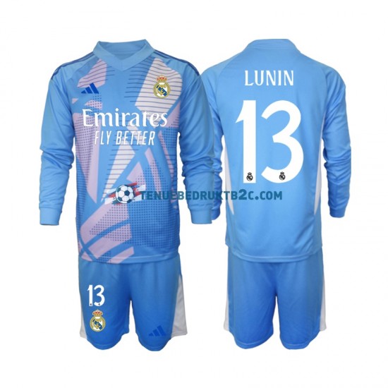 Thuisshirt Real Madrid Keeper Andriy Lunin 13 Voetbalteneu Kinderen 2024-25 L-S