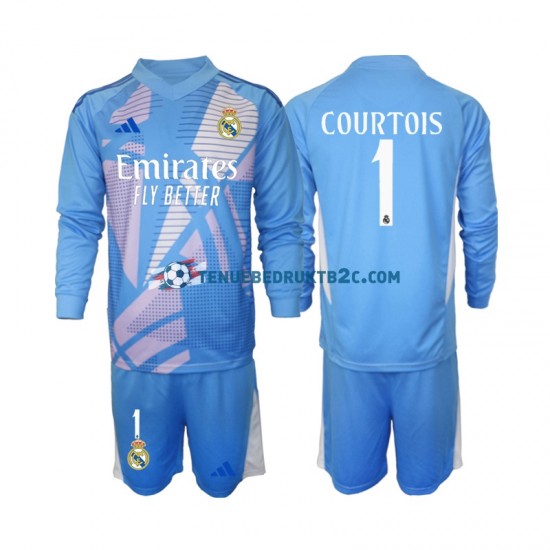 Thuisshirt Real Madrid Keeper Thibaut Courtois 1 Voetbalteneu Kinderen 2024-25 L-S