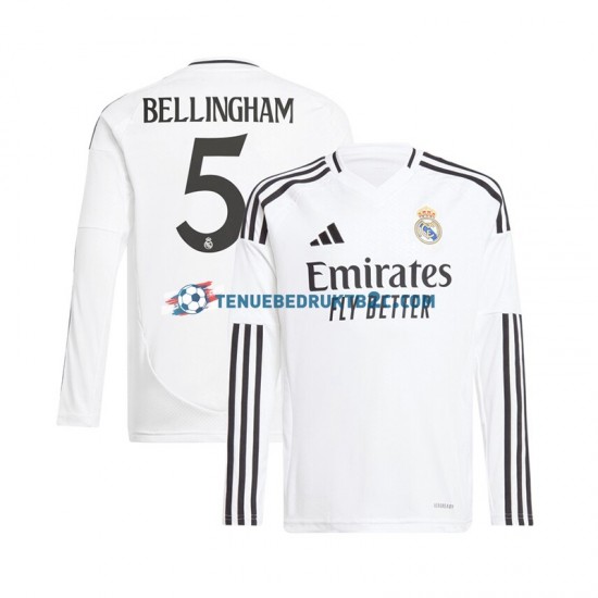 Thuisshirt Real Madrid Jude Bellingham 5 Mannen 2024-25 L-S Wit