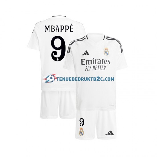 Thuisshirt Real Madrid Kylian Mbappe 9 Voetbalteneu Kinderen 2024-25 S-S Wit