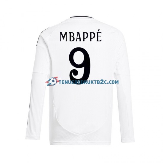 Thuisshirt Real Madrid Kylian Mbappe 9 Mannen 2024-25 L-S Wit