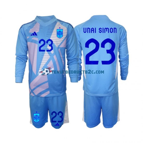 Thuisshirt Spanje Keeper Unai Simon 23 Voetbalteneu Kinderen Europacup 2024 L-S