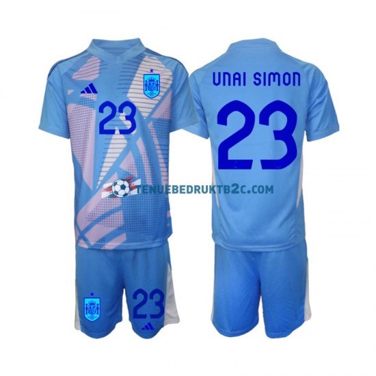 Thuisshirt Spanje Keeper Unai Simon 23 Voetbalteneu Kinderen Europacup 2024 S-S