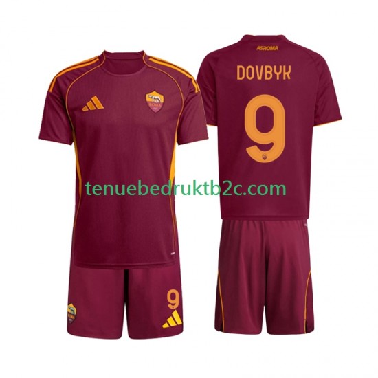 Thuisshirt AS Roma Artem Dovbyk 9 Voetbalteneu Kinderen 2025-26 S-S