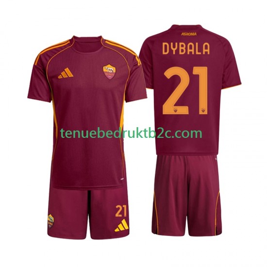 Thuisshirt AS Roma Dybala 21 Voetbalteneu Kinderen 2025-26 S-S