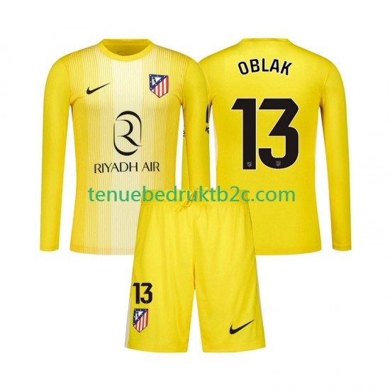 Thuisshirt Atlético Madrid Keeper Jan Oblak 13 Voetbalteneu Kinderen 2025-26 L-S