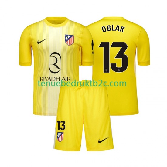 Thuisshirt Atlético Madrid Keeper Jan Oblak 13 Voetbalteneu Kinderen 2025-26 S-S