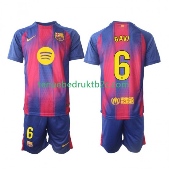 Thuisshirt FC Barcelona Gavi 6 Voetbalteneu Kinderen 2025-26 S-S
