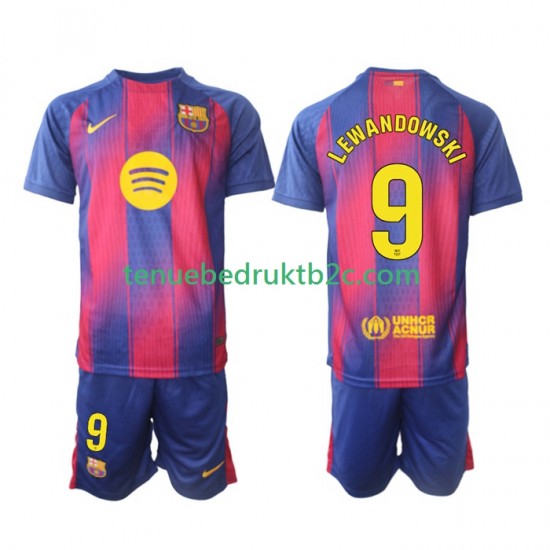 Thuisshirt FC Barcelona Robert Lewandowski 9 Voetbalteneu Kinderen 2025-26 S-S