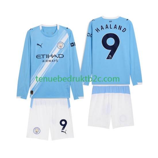 Thuisshirt Manchester City Erling Haaland 9 Voetbalteneu Kinderen 2025-26 L-S
