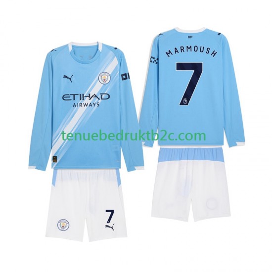 Thuisshirt Manchester City Omar Marmoush 7 Voetbalteneu Kinderen 2025-26 L-S