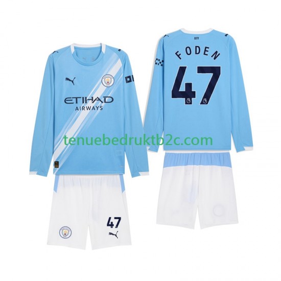 Thuisshirt Manchester City Phil Foden 47 Voetbalteneu Kinderen 2025-26 L-S