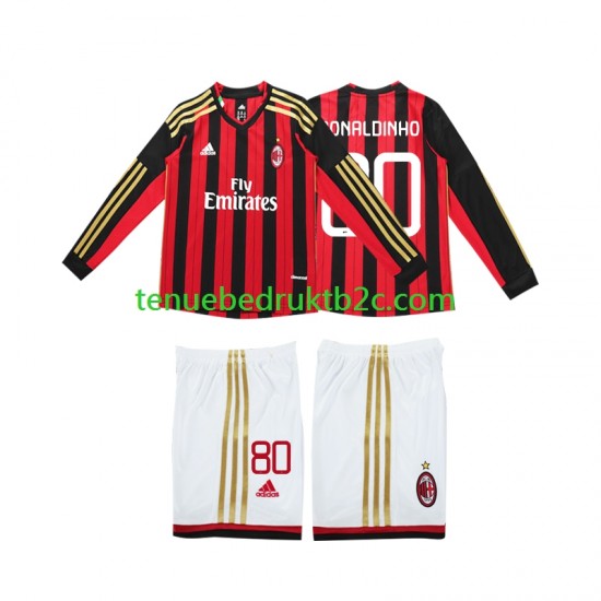 Thuisshirt Retro AC Milan RONALDINHO 80 2013 2014 Voetbalteneu Kinderen L-S