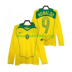 Thuisshirt Retro Brazilië RONALDO 9 Mannen 2004 L-S