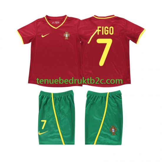 Thuisshirt Retro Portugal FIGO 7 Voetbalteneu Kinderen 2002 S-S