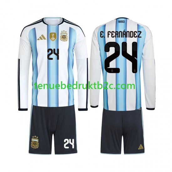 Thuisshirt Argentinië Enzo Fernandez 24 Voetbalteneu Kinderen WK 2026 L-S