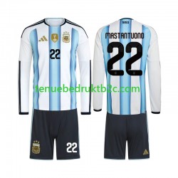 Thuisshirt Argentinië Franco Mastantuono 22 Voetbalteneu Kinderen WK 2026 L-S