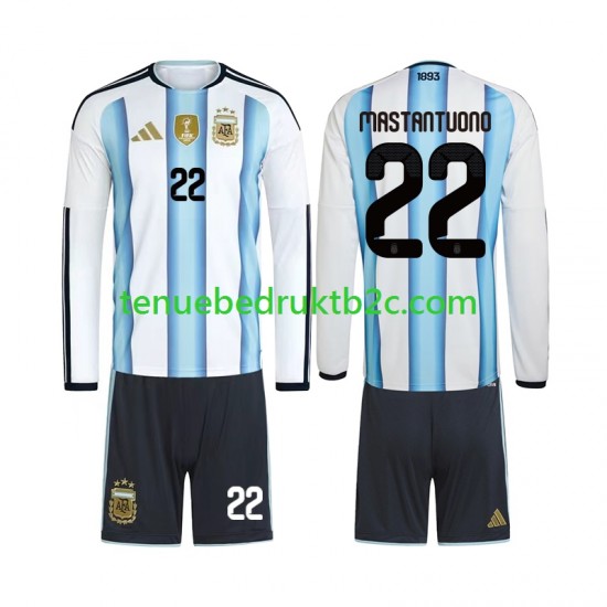 Thuisshirt Argentinië Franco Mastantuono 22 Voetbalteneu Kinderen WK 2026 L-S