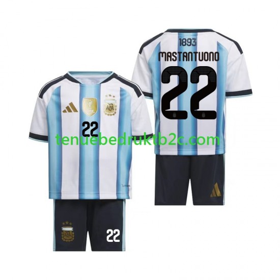 Thuisshirt Argentinië Franco Mastantuono 22 Voetbalteneu Kinderen WK 2026 S-S