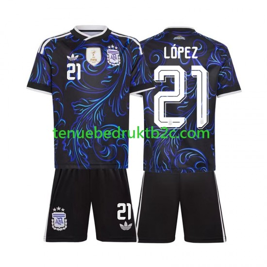 Uitshirt Argentinië Jose Manuel Lopez 21 Voetbalteneu Kinderen WK 2026 S-S