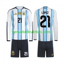 Thuisshirt Argentinië Jose Manuel Lopez 21 Voetbalteneu Kinderen WK 2026 L-S