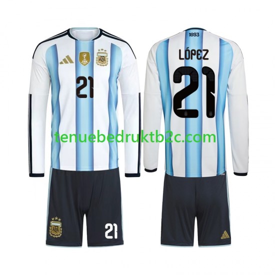 Thuisshirt Argentinië Jose Manuel Lopez 21 Voetbalteneu Kinderen WK 2026 L-S