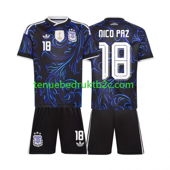 Uitshirt Argentinië Nico Paz 18 Voetbalteneu Kinderen WK 2026 S-S