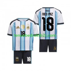 Thuisshirt Argentinië Nico Paz 18 Voetbalteneu Kinderen WK 2026 S-S