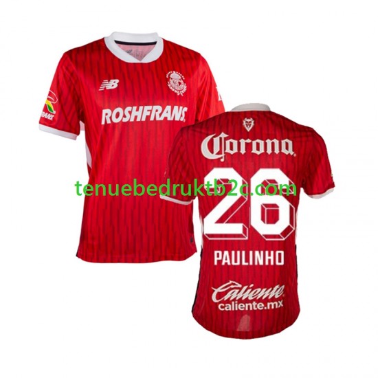 Thuisshirt Deportivo Toluca Paulinho 26 Mannen 2024-25 S-S