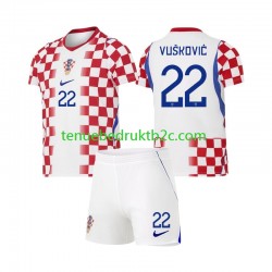 Thuisshirt Kroatië Luka Vuskovic 22 Voetbalteneu Kinderen WK 2026 S-S