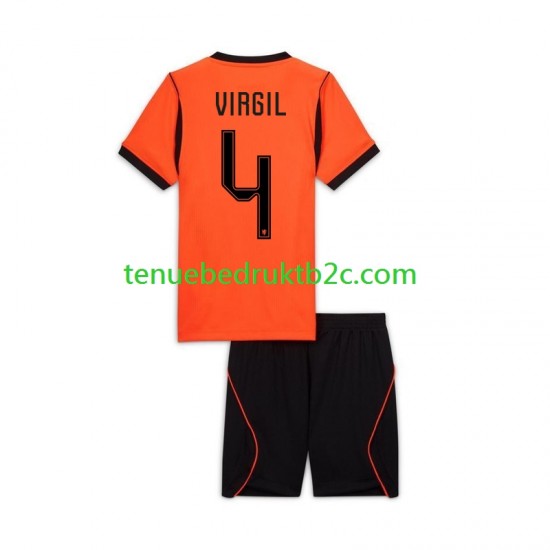 Thuisshirt Nederland Virgil van Dijk 4 Voetbalteneu Kinderen WK 2026 S-S