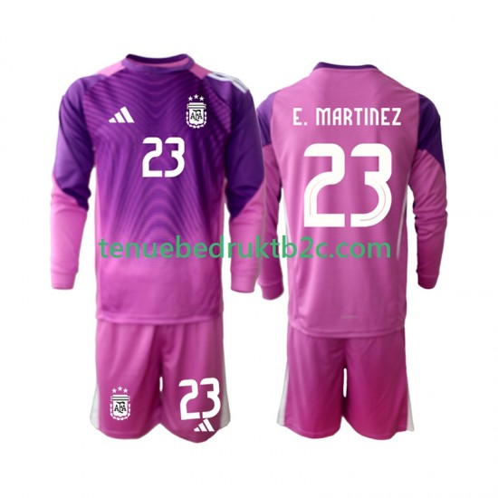Thuisshirt Argentinië Keeper Emiliano Martinez 23 Voetbalteneu Kinderen 2025 L-S