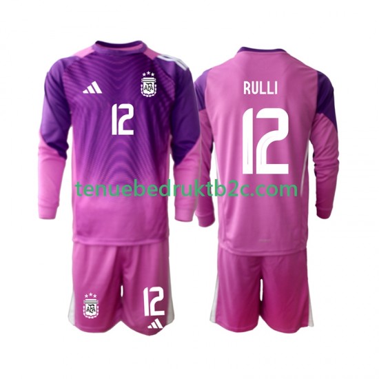 Thuisshirt Argentinië Keeper Geronimo Rulli 12 Voetbalteneu Kinderen 2025 L-S