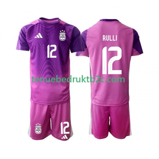 Thuisshirt Argentinië Keeper Geronimo Rulli 12 Voetbalteneu Kinderen 2025 S-S
