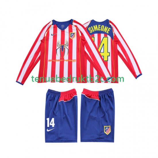 Thuisshirt Retro Atlético Madrid SIMEONE 14 2005 Voetbalteneu Kinderen 2004 L-S