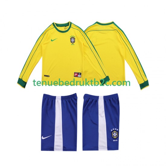 Thuisshirt Retro Brazilië Voetbalteneu Kinderen 1998 L-S