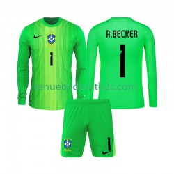 Thuisshirt Brazilië Keeper Alisson Becker 1 Voetbalteneu Kinderen 2026 L-S