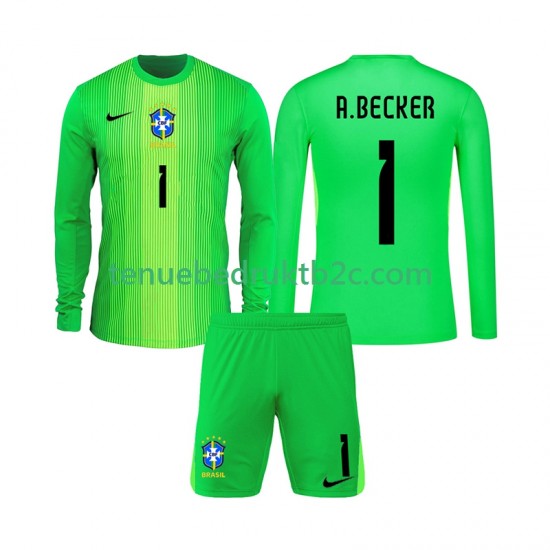 Thuisshirt Brazilië Keeper Alisson Becker 1 Voetbalteneu Kinderen 2026 L-S