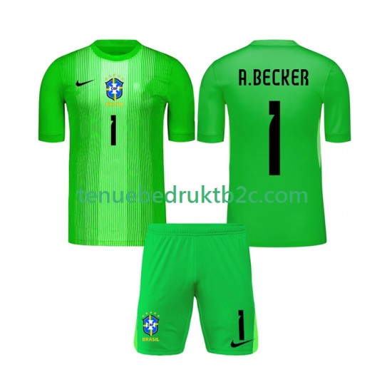 Thuisshirt Brazilië Keeper Alisson Becker 1 Voetbalteneu Kinderen 2026 S-S