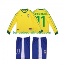 Thuisshirt Retro Brazilië RONALDINHO 11 Voetbalteneu Kinderen 1998 L-S